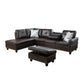 Ainehome 97.5" Wide Brown Synthetic Leather L-Shaped Living Room Sectional Sofa Set