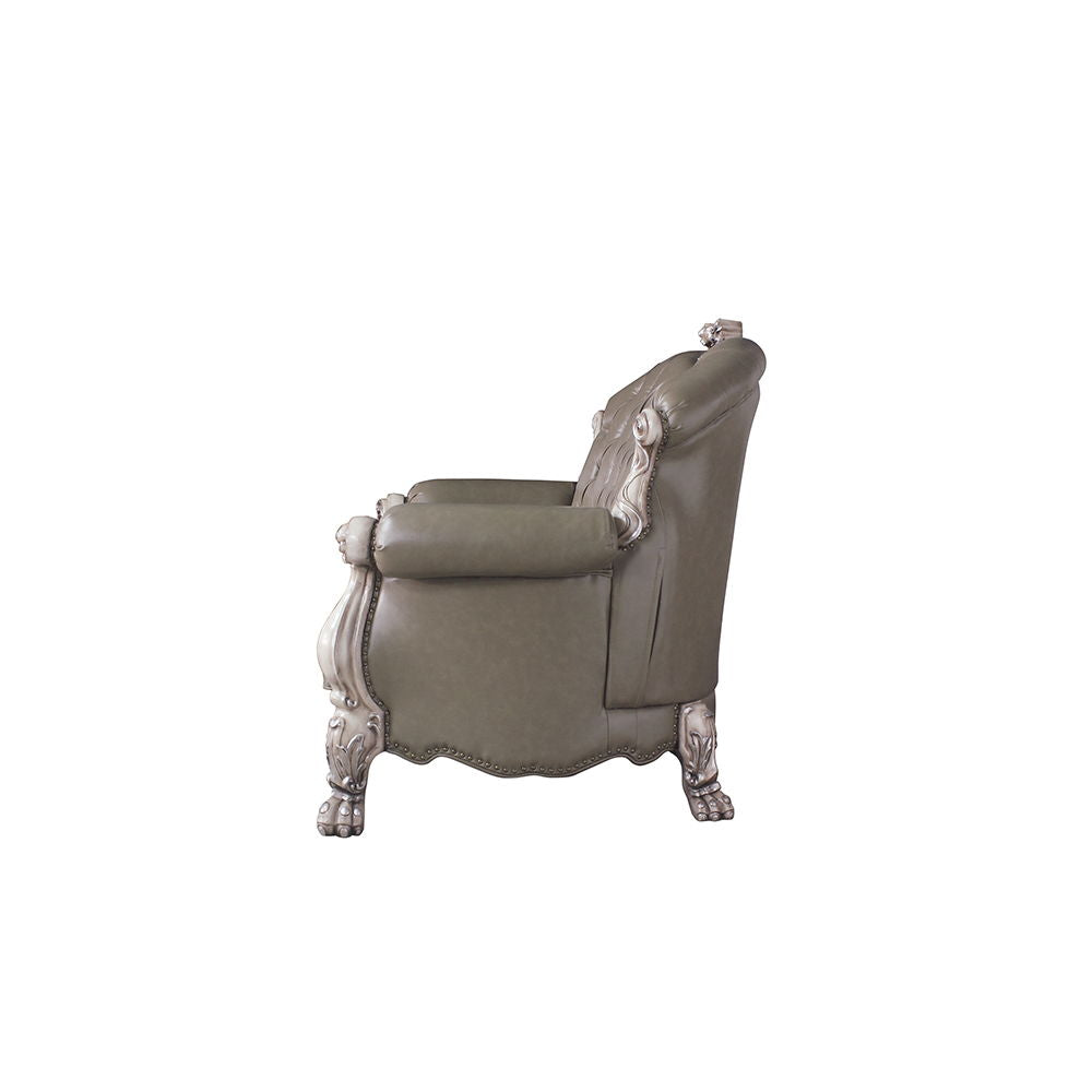 Dresden - Loveseat With 3 Pillows - Synthetic Leather & Vintage Bone White