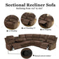 Ainehome Grandview 5-Seat Reclining Sectional Sofa in Plush Brown Microfiber