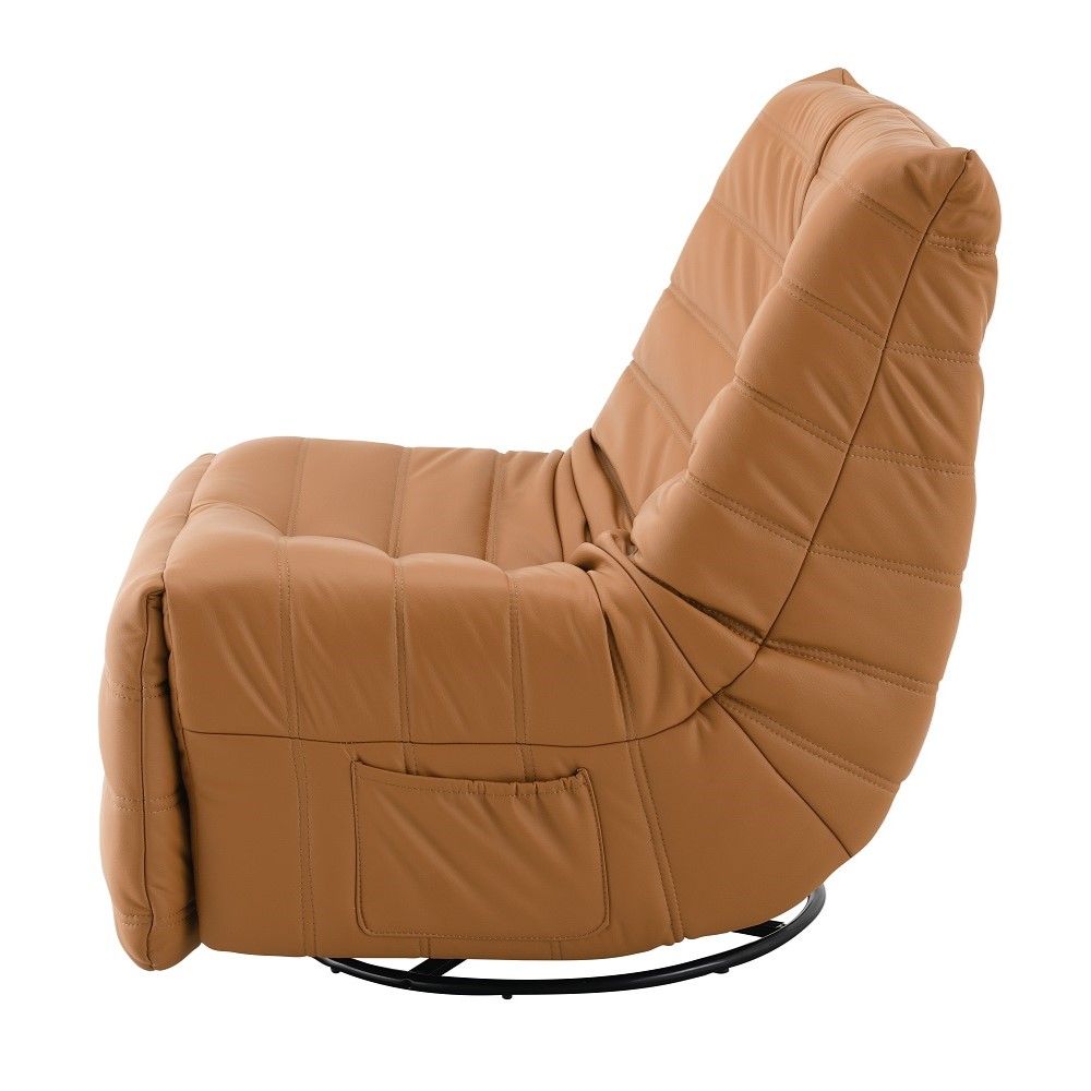 Talmon - Recliner With Swivel - Orange Synthetic Leather