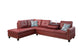 97.5" Wide Red Synthetic Leather L-Shaped Living Room Sectional Sofa Set