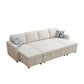Ainehome Off-White Extendable Fabric Sofa Bed 6-Piece Sectional with Storage