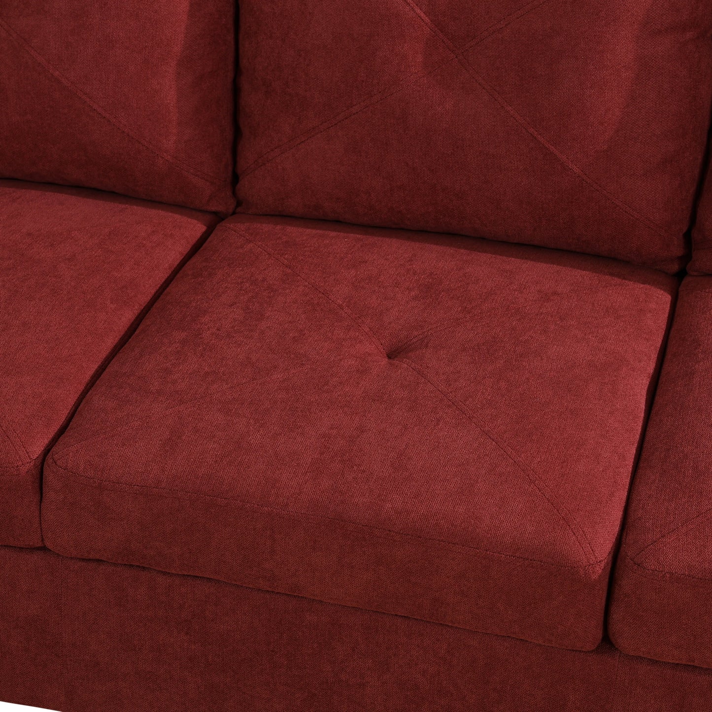 97" Wide Red Flannelette L-Shaped Living Room Sectional Sofa Set — image 9