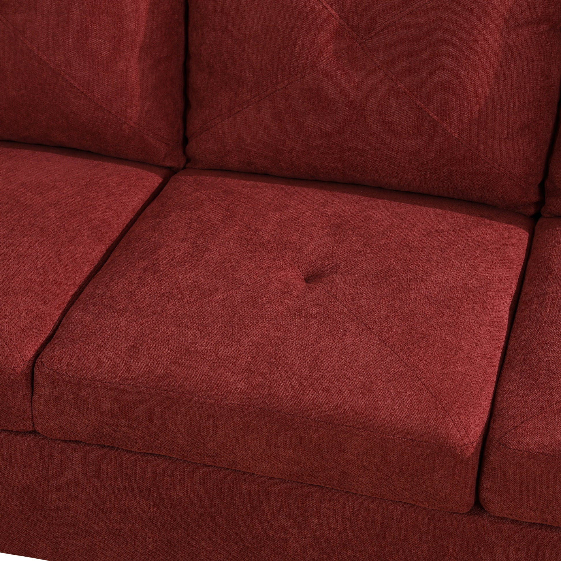97" Wide Red Flannelette L-Shaped Living Room Sectional Sofa Set — image 9