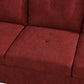 97" Wide Red Flannelette L-Shaped Living Room Sectional Sofa Set — image 9