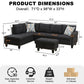 Ainehome 97.5" Wide Black Grey Linen L-Shaped Living Room Sectional Sofa Set