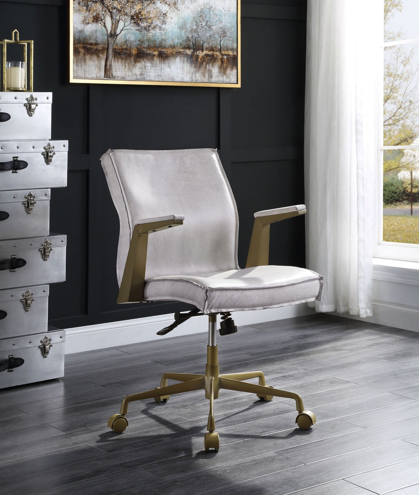Attica - Office Chair - Vintage White Top Grain Leather