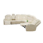 Ainehome Off-White Leather Power Reclining Sectional Sofa with Smart Tea Table & Organizer