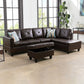 97" Wide Brown Faux Leather L-Shaped Living Room Sectional Sofa Set — image 3