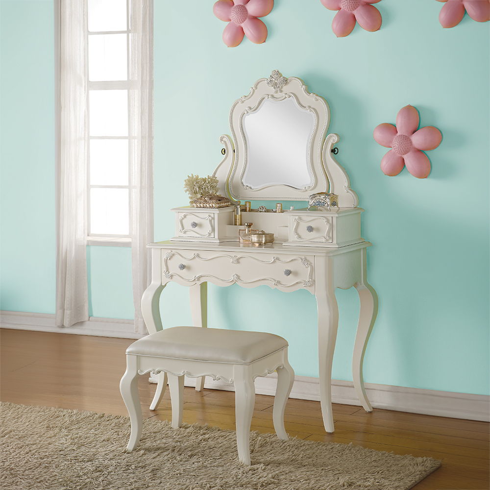 Edalene - Vanity Desk With Mirror - Pearl White