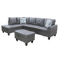 Ainehome 97" Wide Dark Grey Faux Leather L-Shaped Living Room Sectional Sofa Set