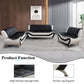Ainehome Black & White Faux Leather 3-Piece Living Room Sofa Set with Elegant Design