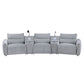 Fullar - Modular Console With Speaker & Cup Holder - Light Gary Chenille