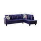 97" Wide Blue Faux Leather L-Shaped Living Room Sectional Sofa Set