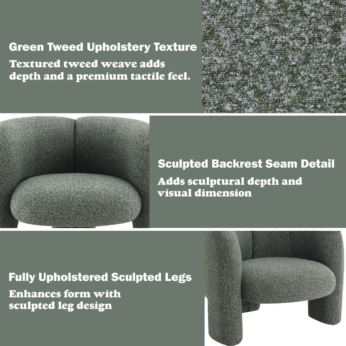 Pemba - Accent Chair - Green Tweed