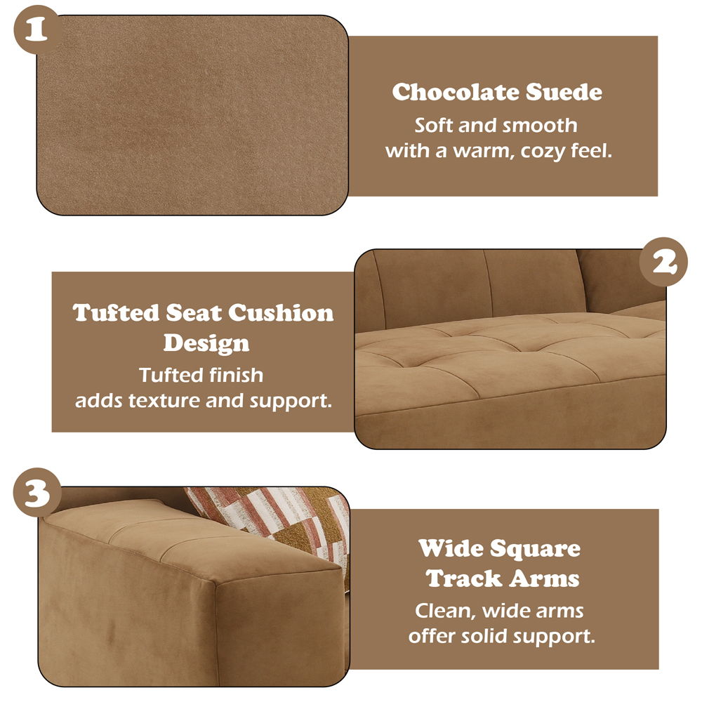 Zoey - Modular - LF Arm Chair With Pillow - Chocolate Suede