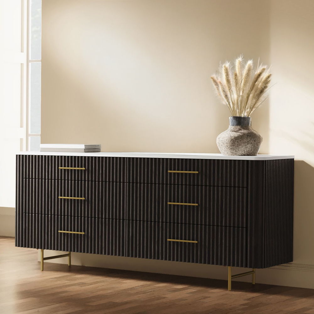 Clayten - Dresser - Marble Top & Espresso