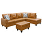 Ainehome 97" Wide Ginger Faux Leather L-Shaped Living Room Sectional Sofa Set