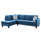 97" Wide Blue Linen L-Shaped Living Room Sectional Sofa Set — image 4