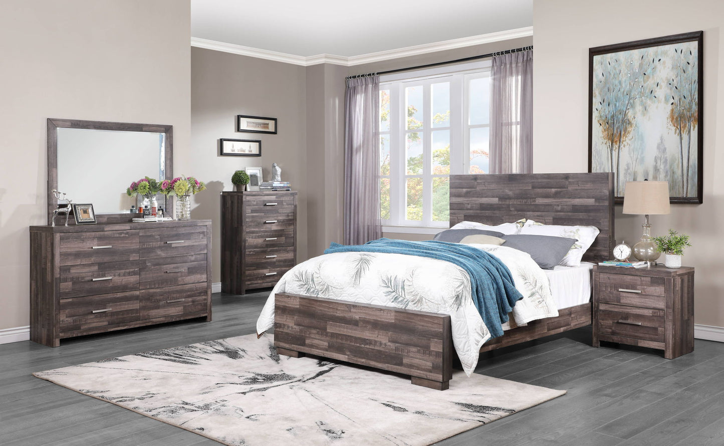 Juniper - Eastern King Bed - Dark Oak