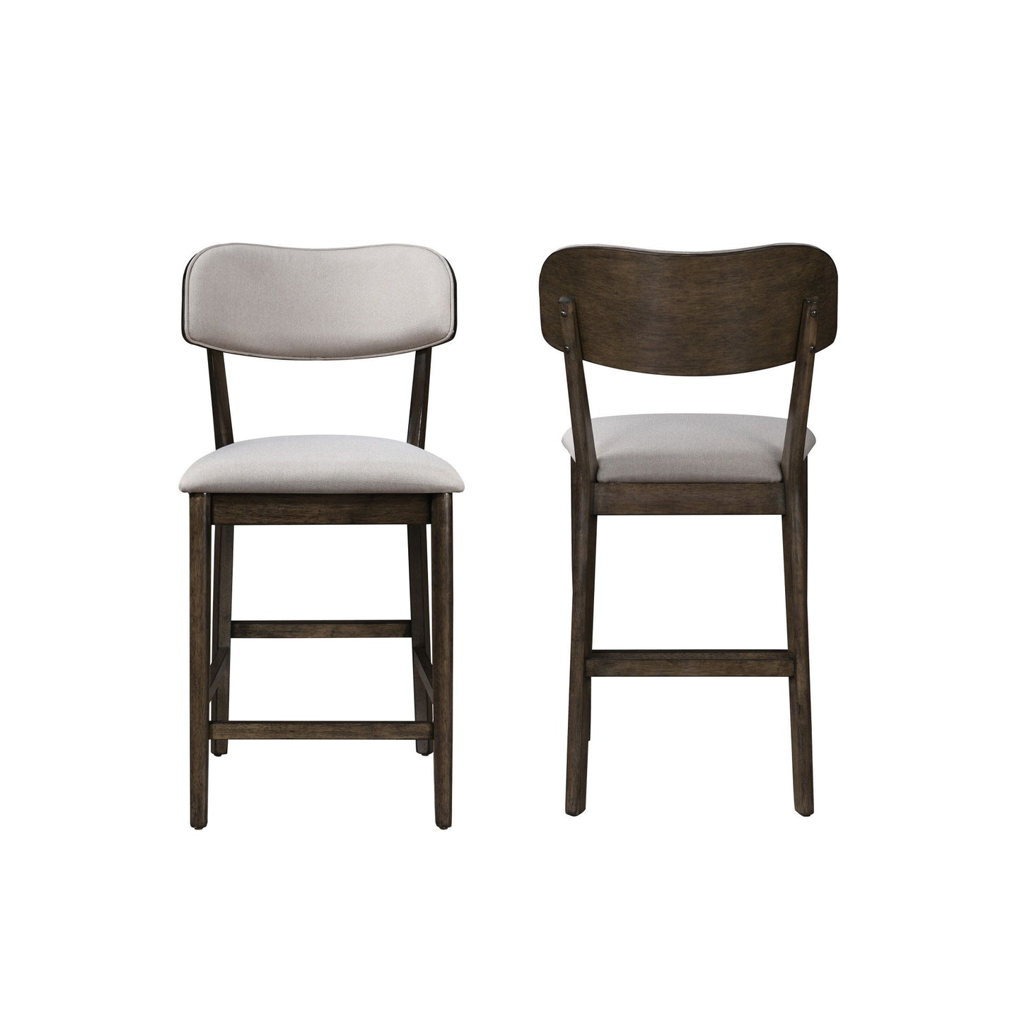 Rex - Open Back Counter Chair (Set of 2) - Walnut Brown / Beige