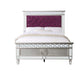 Varian - Twin Bed - Burgundy Velvet, Silver & Mirrored