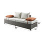 Salena - Patio Sofa With 2 Pillows & Ottoman - Beige Fabric & Gray Wicker