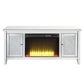 Noralie - 59" X 16" TV Stand With Fireplace - Mirrored & Faux Diamonds