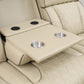 Ainehome Beige Leather Power Reclining Sectional Sofa with Smart Coffee Table & Reading Lamp