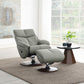 Kandoro - Motion Accent Chair With Swivel & Ottoman - Gray Leather & Brown Base