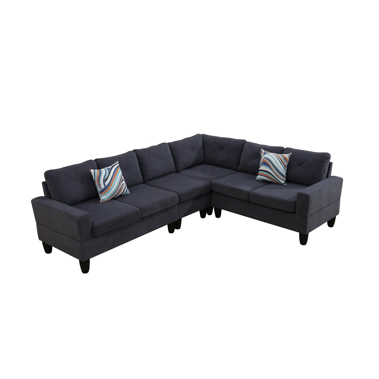 Ainehome Dark Grey Flannel 4-Piece Modular Sofa Set