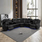 Ainehome Black Leather Power Reclining Sofa Set with Smart Storage & Wireless Charging