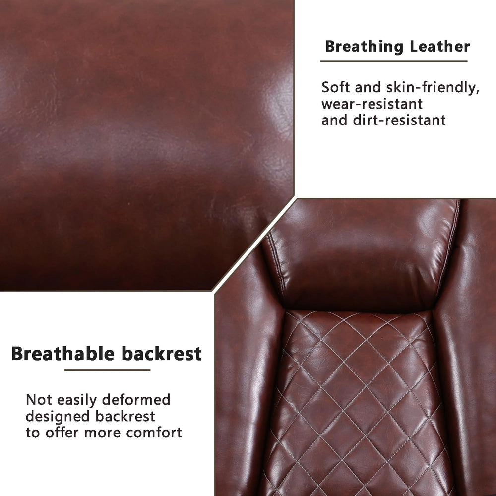 Ainehome Red 3-Piece Intelligent Power Reclining Leather Sectional Sofa Set with Smart Features