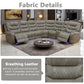 Ainehome Grey 3-Piece Intelligent Power Reclining Leather Sectional Sofa Set with Smart Features