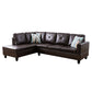 97" Wide Brown Faux Leather L-Shaped Living Room Sectional Sofa Set — image 8