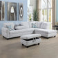 97.5" Wide Grey White Flannel 3-Piece Sofa Living Room Sofa Set