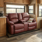 68" Manual RV Loveseat Recliner with Storage Console - Breathable Synthetic Leather Motorhome Sofa Replacement - 67" Full Extension & 26" Door Friendly - Walnut Brown