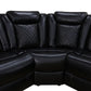 Ainehome Black Leather Power Reclining Sofa Set with Smart Storage & Wireless Charging