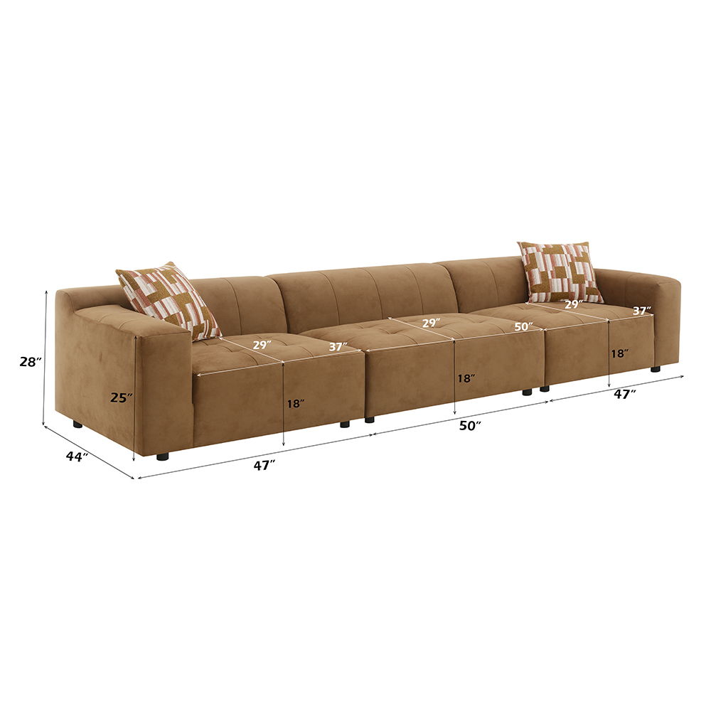 Zoey - Modular - LF Arm Chair With Pillow - Chocolate Suede