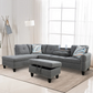 97.5" Wide Grey Linen L-Shaped Living Room Sectional Sofa Set