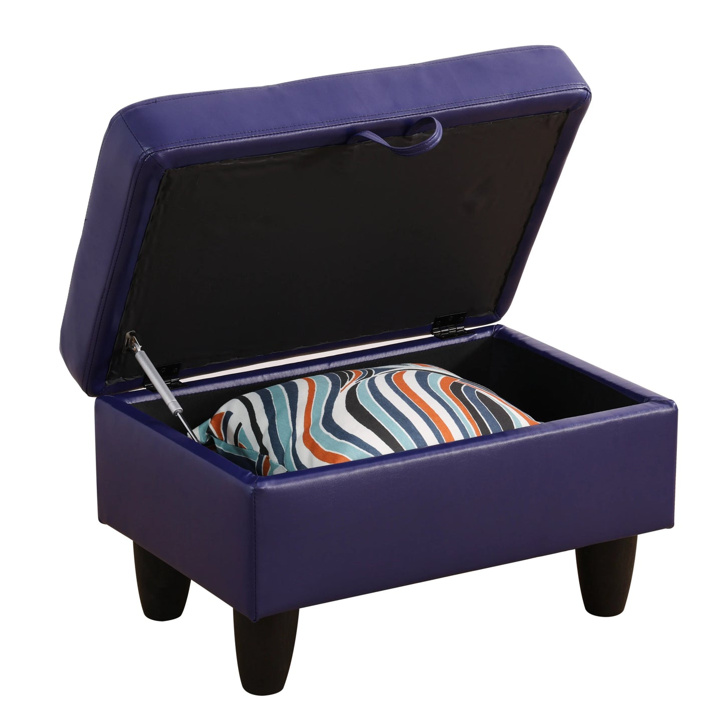 Ainehome Blue Faux Leather Modular Sofa with Storage Ottoman