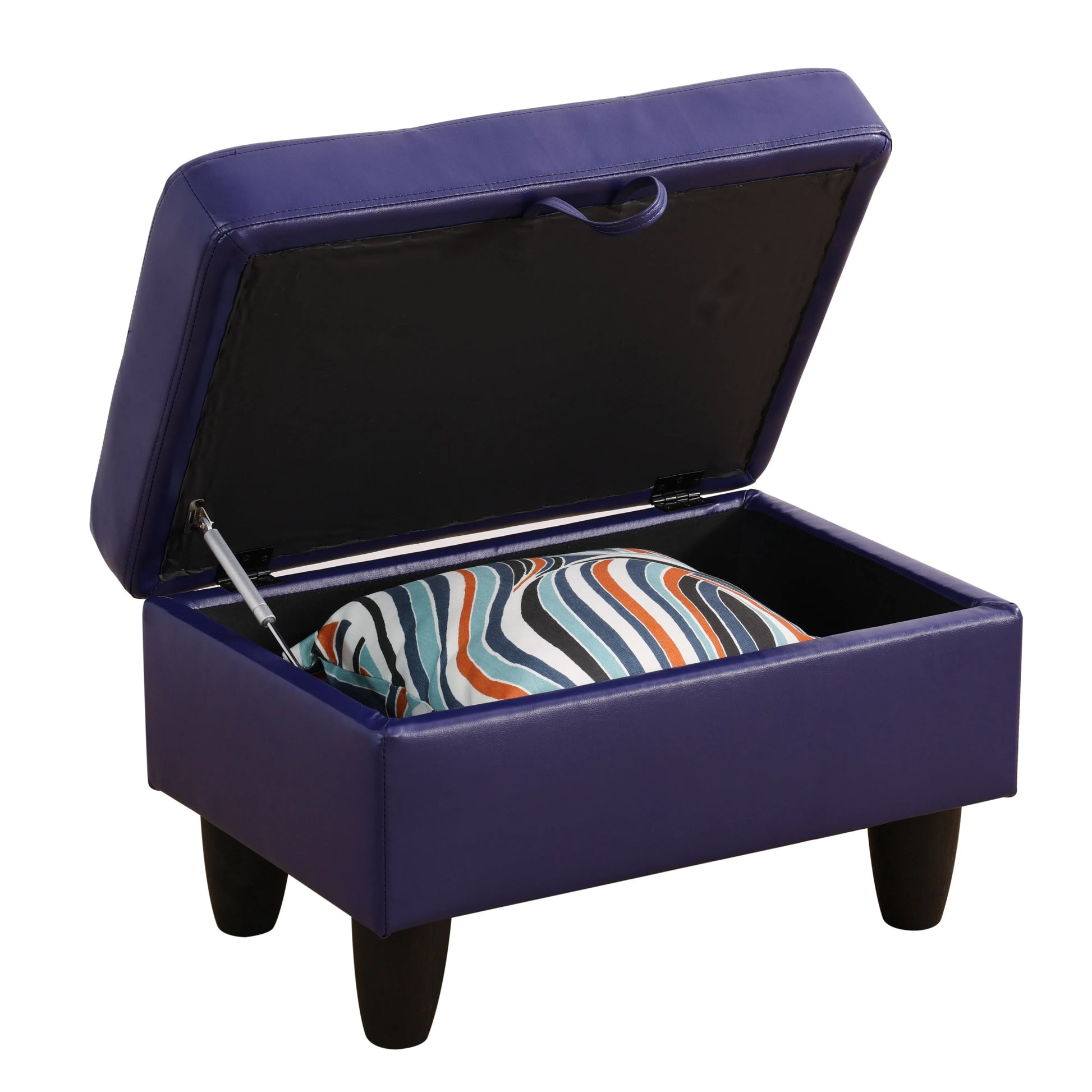 Ainehome Blue Faux Leather Modular Sofa with Storage Ottoman