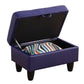 Ainehome Blue Faux Leather Modular Sofa with Storage Ottoman