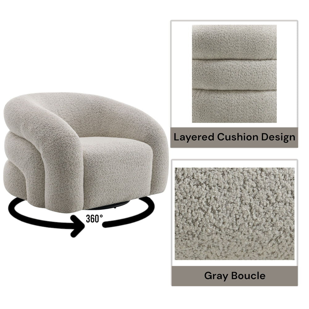 Irma - Chair With Swivel - Gray Boucle