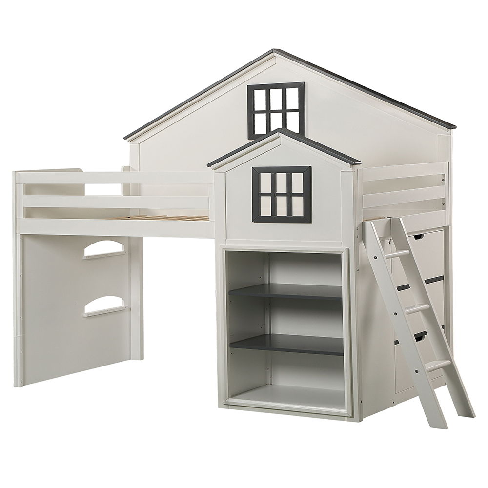 Ratana - Loft Bed - Gray & White