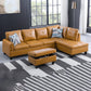 97" Wide Ginger Faux Leather L-Shaped Living Room Sectional Sofa Set