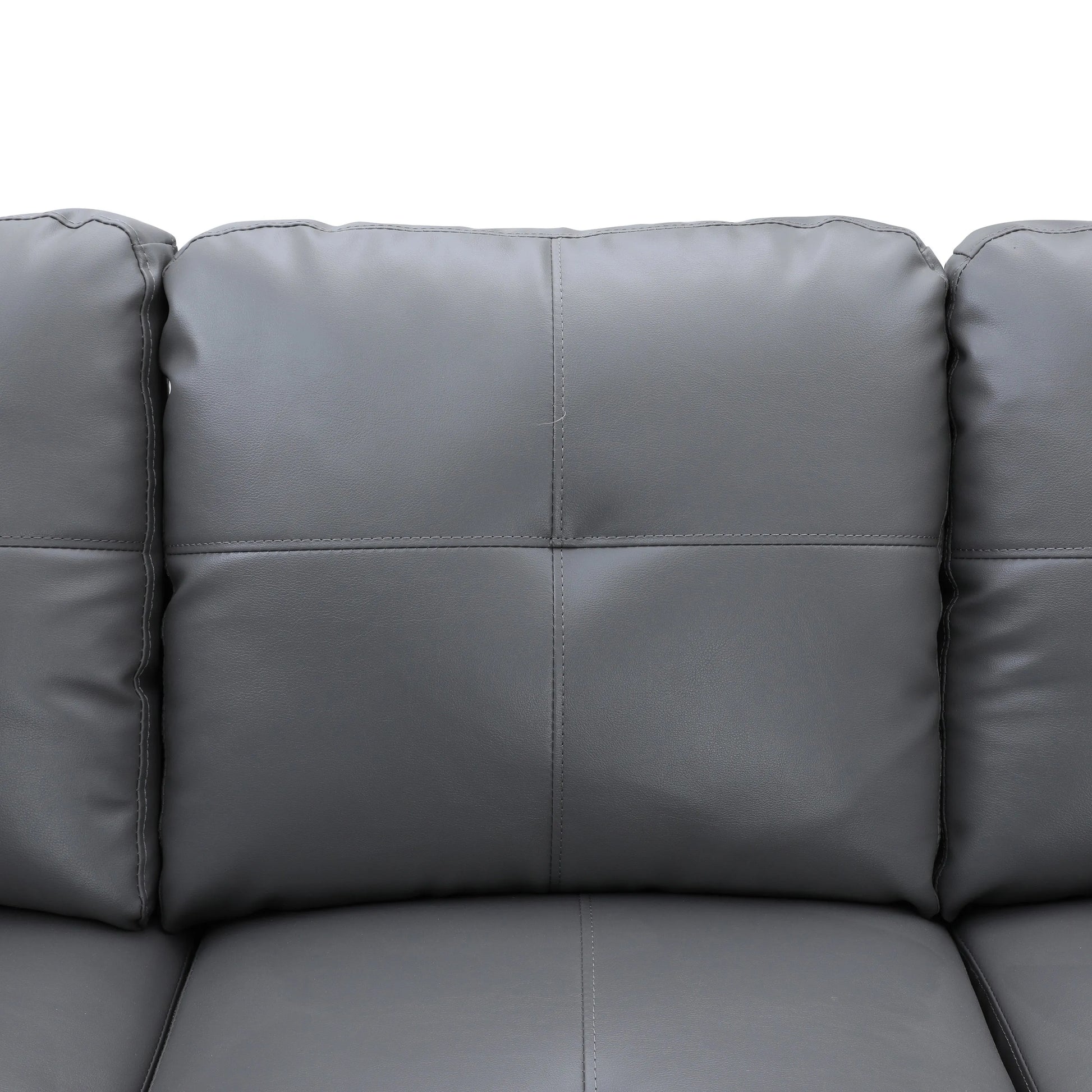 Ainehome 97" Wide Dark Grey Faux Leather L-Shaped Living Room Sectional Sofa Set