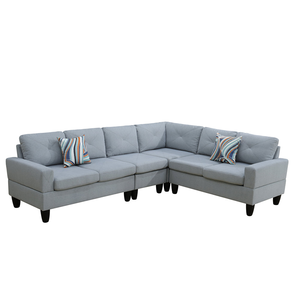 Ainehome Grey Flannel 4-Piece Modular Sofa Set