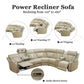 Ainehome Beige Leather Power Reclining Sectional Sofa with Reading Lamp