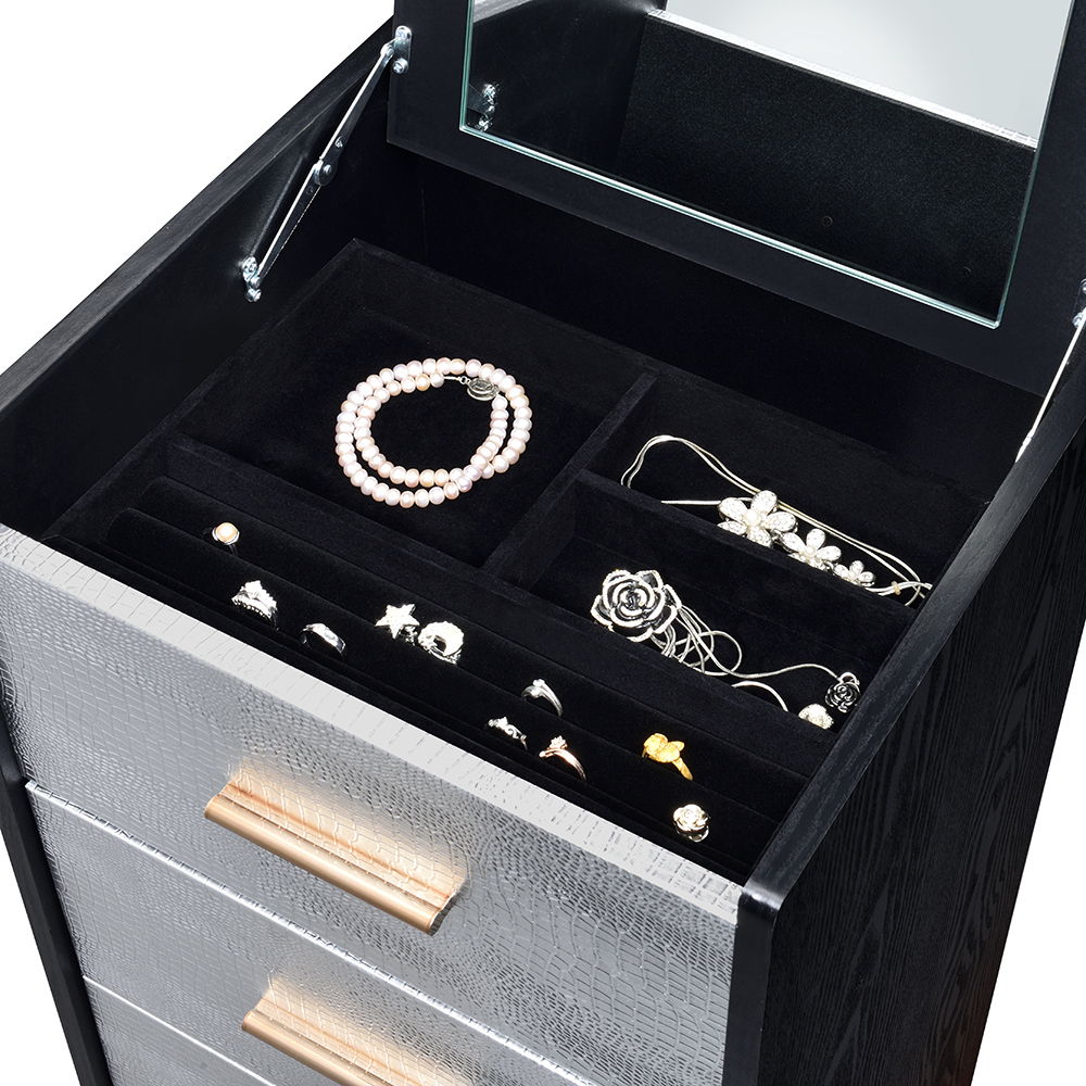 Myles - Jewelry Armoire - Black, Silver & Gold